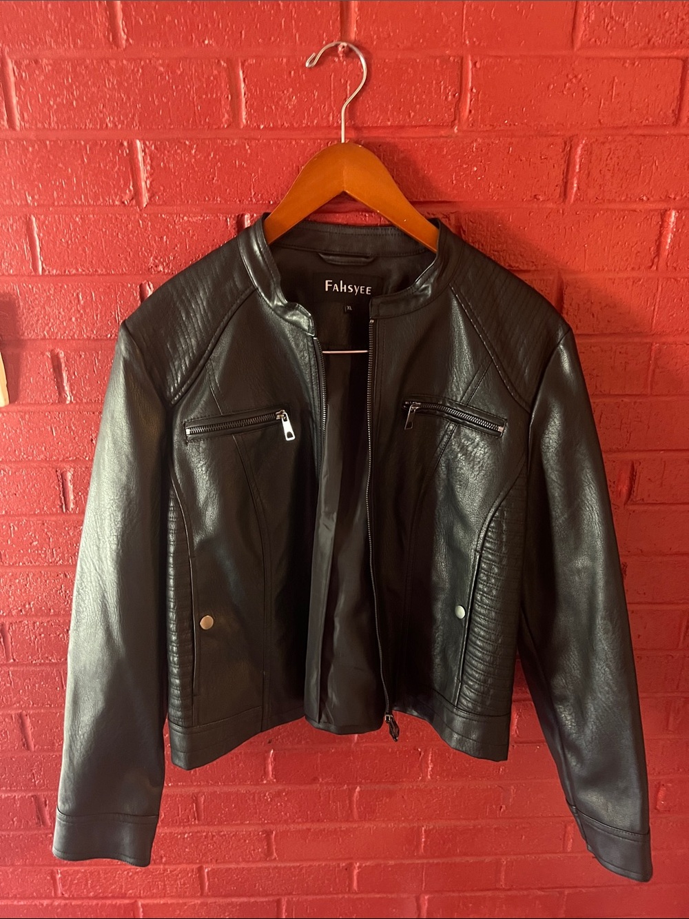 Women's Black Faux Leather Moto Jacket